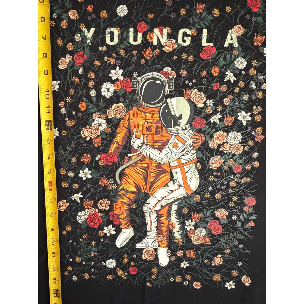 YOUNGLA Astro Affairs Astronaut Floral Men T-Shirt Tee Black Medium Graphic - Picture 4 of 10